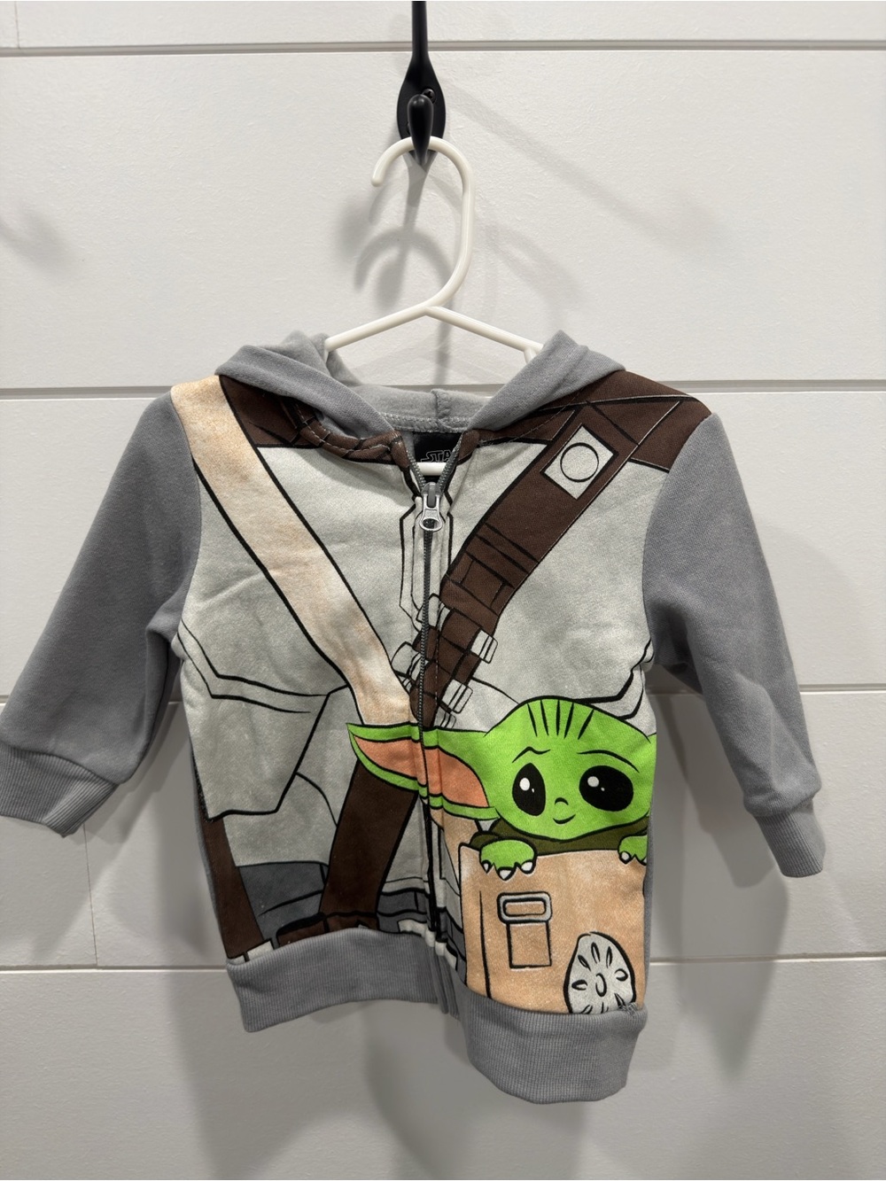 Star Wars Gray Hoodie with Green Baby Yoda Graphic